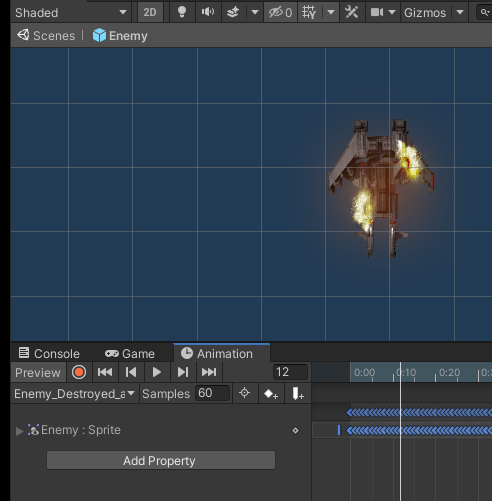 Opening frames of enemy destroy animation